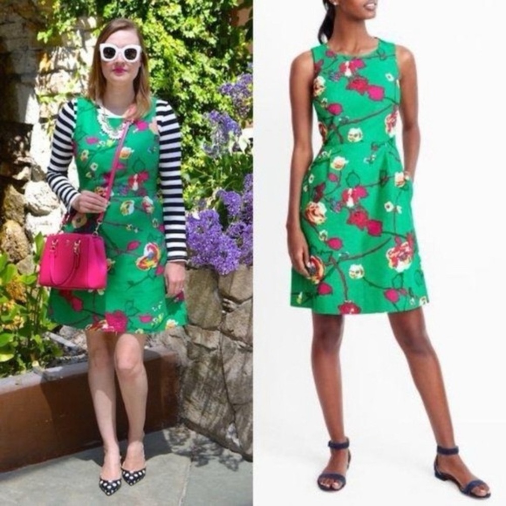 J.Crew Green and Pink Dress